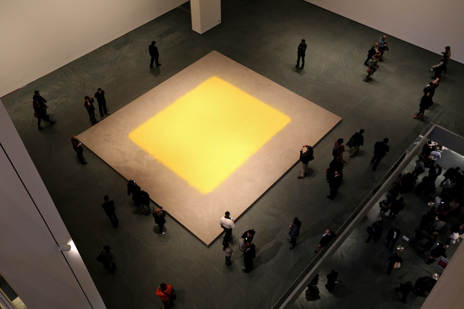 Wolfgang Laib, Pollen from Hazelnut, atrium of the Museum of Modern Art, photograph by Librado Romero