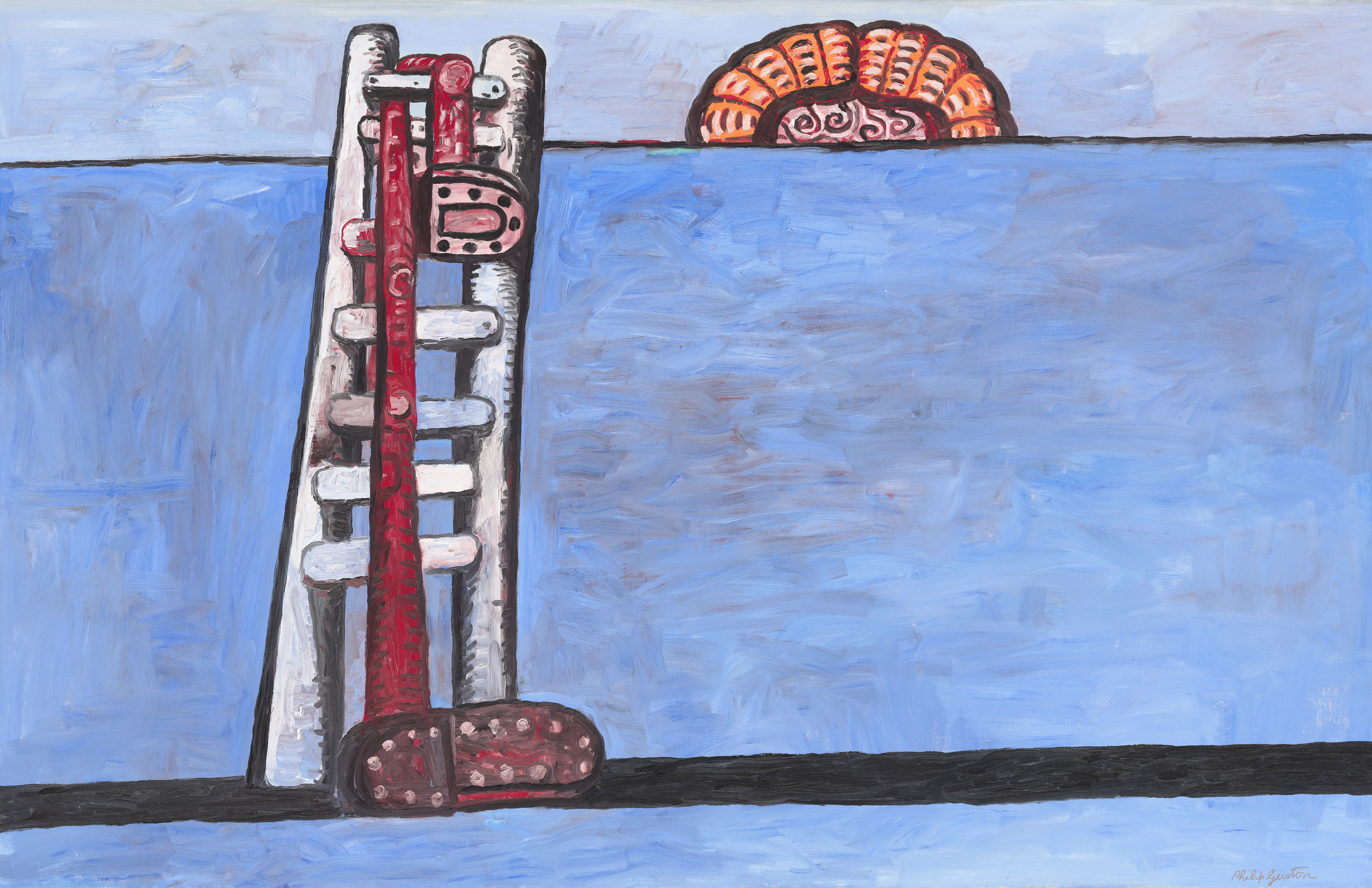 Philip Guston, La scala, 1978, olio su tela, 70 x 108 pollici (177,8 cm x 274,3 cm). Galleria Nazionale d'Arte, Washington DC. Gallery of Art, Washington, DC, dono di Edward R. Broida